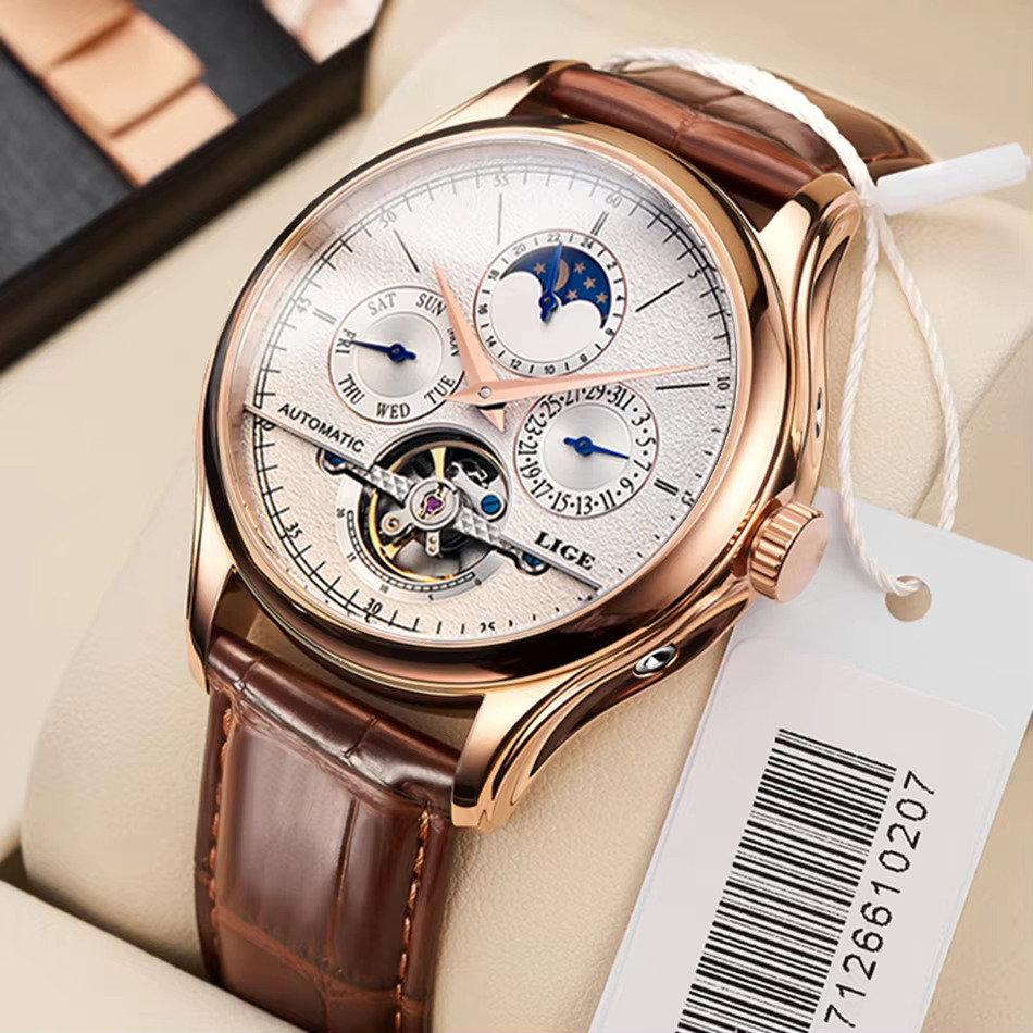 Mens Mechanical Watch - LIGE Business Luxury Mechanical Watch Retro