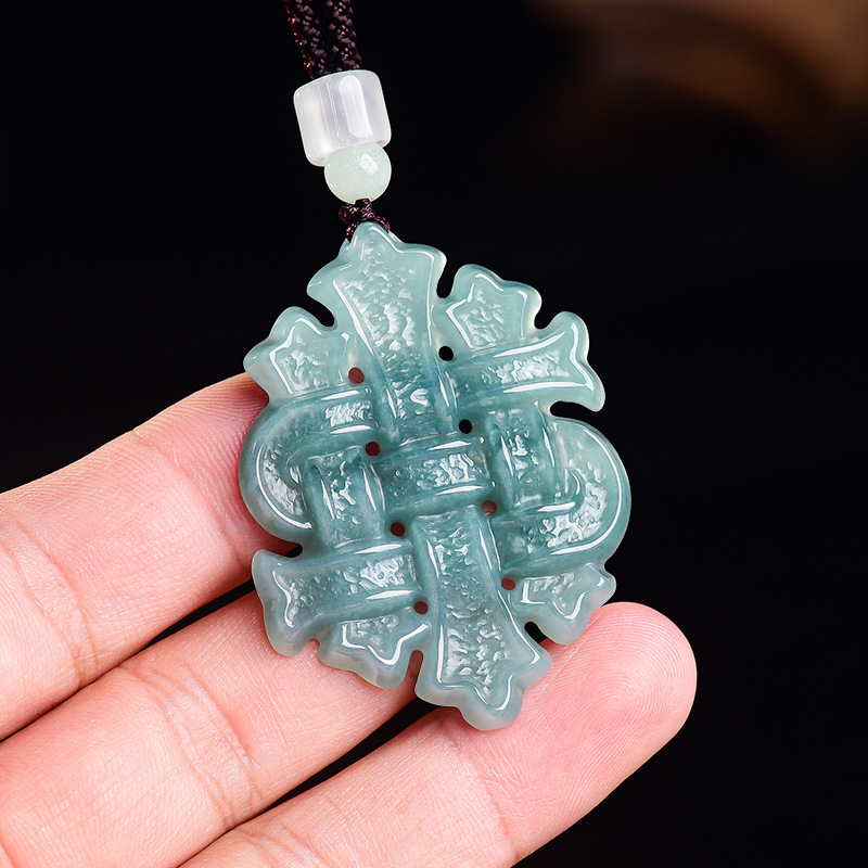 Luxury Gifts Jewelry & Watches Namfleg Mostar - Natural Burmese Jadeite Chinese Knot Pendant