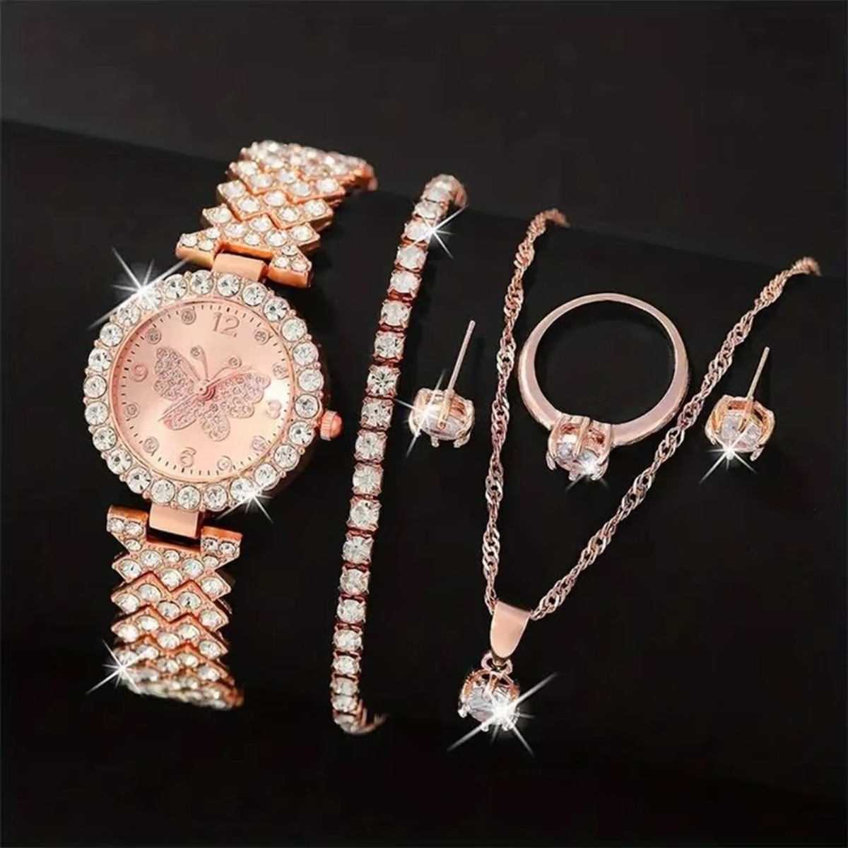 6PCS/Set Luxury Rhinestone But - огляд і ціна Jewelry Clasp Watches