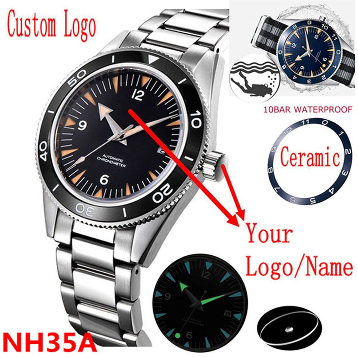 Custom Logo NH35 Movement Watc - огляд і ціна Mens Mechanical Watch