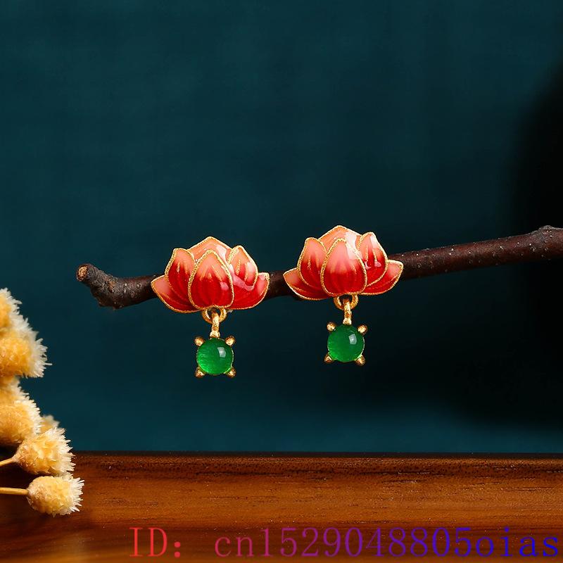 Green Real Jade Lotus Earrings - огляд і ціна Luxury Gifts Jewelry & Watches Namfleg Mostar
