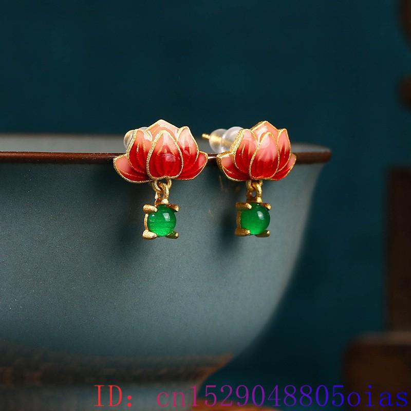 Green Real Jade Lotus Earrings - огляд і ціна Luxury Gifts Jewelry & Watches Namfleg Mostar