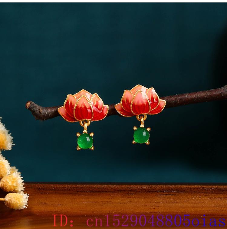 Green Real Jade Lotus Earrings - огляд і ціна Luxury Gifts Jewelry & Watches Namfleg Mostar