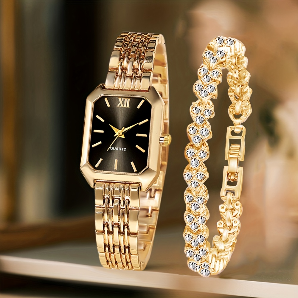 2PCS Fashion Rectangle Women Q - огляд і ціна Jewelry Watches Women