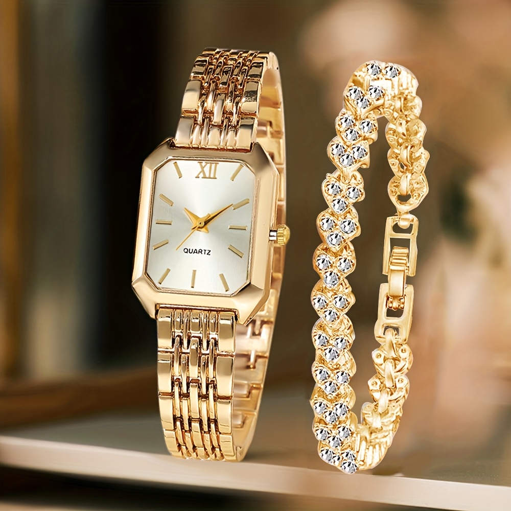 2PCS Fashion Rectangle Women Q - огляд і ціна Jewelry Watches Women