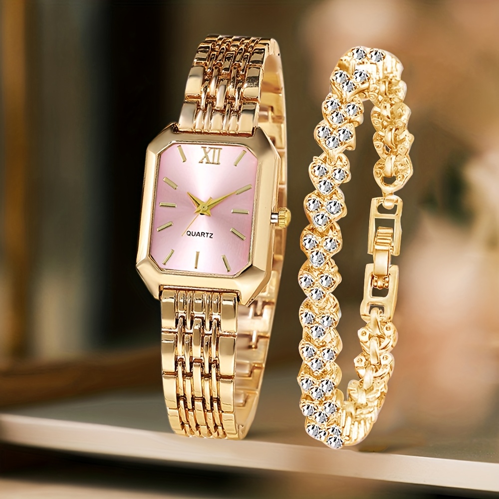 2PCS Fashion Rectangle Women Q - огляд і ціна Jewelry Watches Women