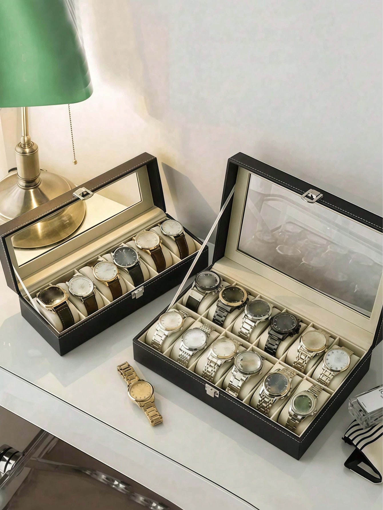 Leather Watch Box with Lock, L - огляд і ціна Jewelry Watches Women