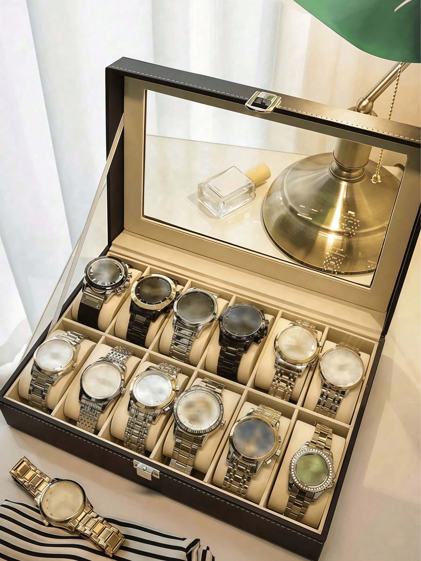 Leather Watch Box with Lock, L - огляд і ціна Jewelry Watches Women